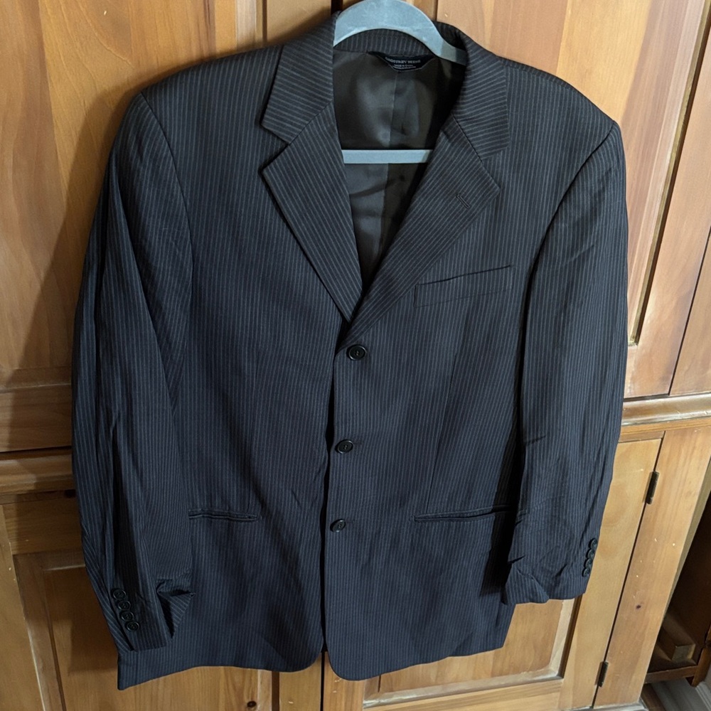 Classic Dark Brown Pinstripe Men's Blazer